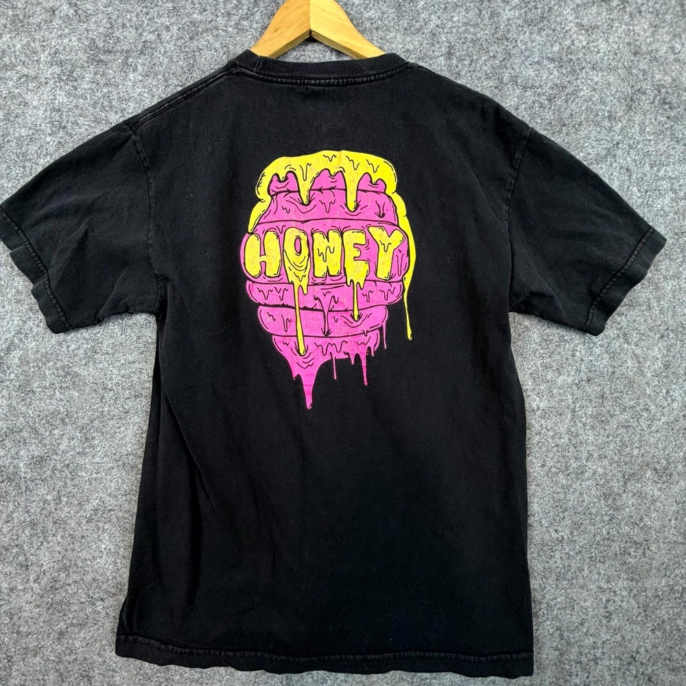 Honey Brand Co T-Shirt Medium Black Pink Dripping Honey Pot‎ Graphic 90s Vibes